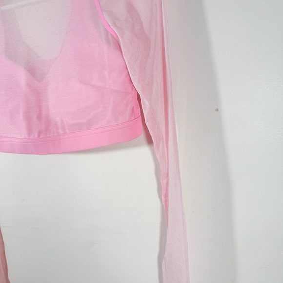 Popflex Coquette Long Sleeve Mesh Bra Top Bubblegum Pink Medium - Picture 6 of 14